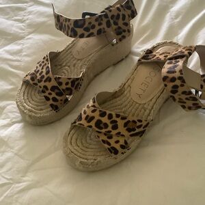Sole Society Leopard  Print wedge sandals